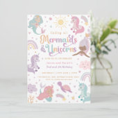 Mermaid Unicorn Party Invitation  (Debout devant)