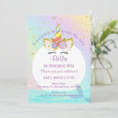 Mermaid Unicorn Rainbow Invitations d'anniversaire (Debout devant)