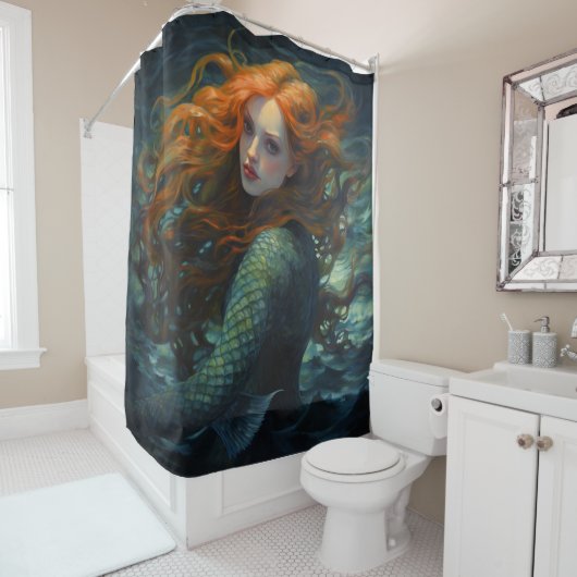 Mermaid Van Gogh Style Douche rideau (En situation)