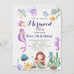 Mermaid Verjaardagsfeest Kaart