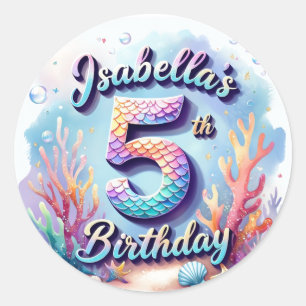 Mermaid Verjaardagsfeestje Sticker – Aangepaste Na