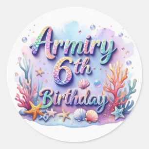 Mermaid Verjaardagsfeestje Sticker Armiry 6e Verja