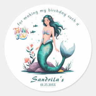 Mermaid verjaardagsfeestje van The Sea Mermaid Ronde Sticker