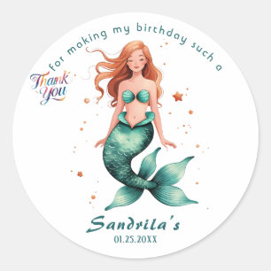 Mermaid verjaardagsfeestje van The Sea Mermaid Ronde Sticker
