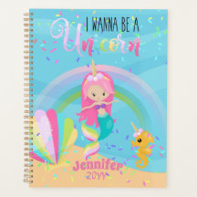 Mermaid Veut Être Une Unicorne Girls Journals