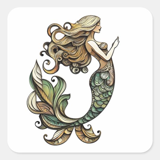 Mermaid Vierkante Sticker (Voorkant)