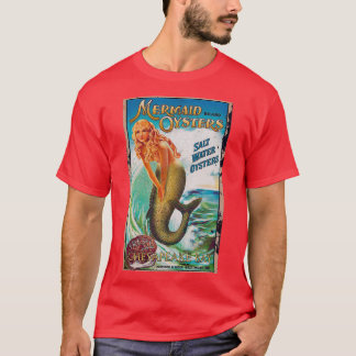 Mermaid vintage seafood oyster food advertisement t-shirt