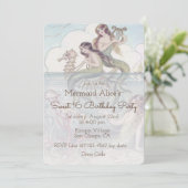 Mermaid Vintage Sweet 16 Anniversaire Invitation (Debout devant)