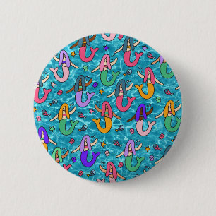 Mermaid vrienden ronde button 5,7 cm