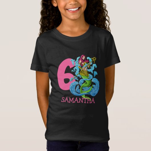 Mermaid Warrior 6e verjaardag T-Shirt (Voorkant)