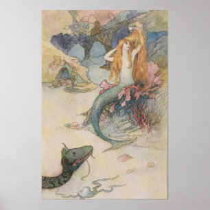 Mermaid Warwick Goble (Engels, klein) Poster