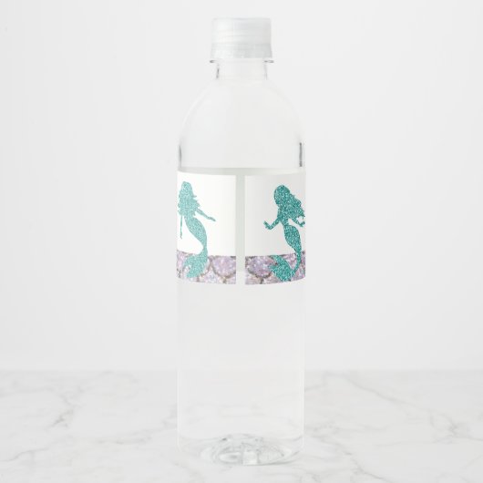 Mermaid Water Bottle Labels, Onder het zee partij Waterfles Etiket (Achterkant)