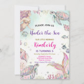 Mermaid Watercolor Birthday Invitation (Devant)