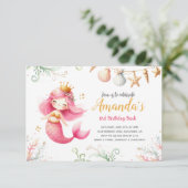 Mermaid watercolor Birthday Invitation (Debout devant)