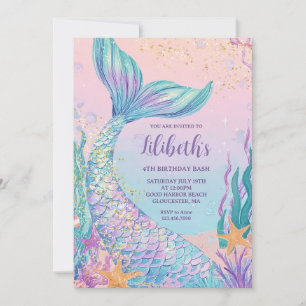 Mermaid Watercolor Verjaardag Kaart