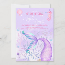 Mermaid Waterverf Birthday Party Kaart