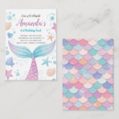 Mermaid waterverf Birthday Uitnodiging (Voorkant / Achterkant)