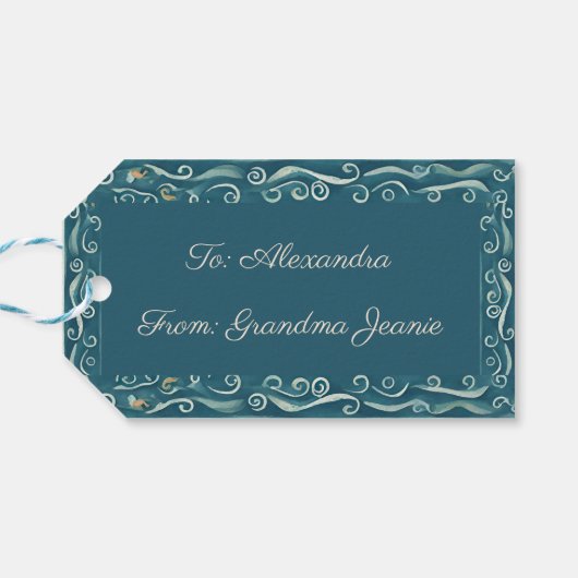 Mermaid Waterverf Cadeaulabel (Achterkant Horizontaal)