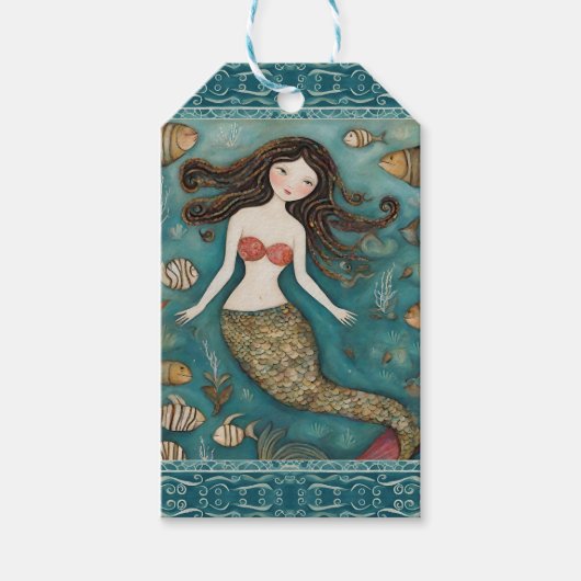 Mermaid Waterverf Cadeaulabel (Voorkant)