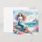 Mermaid waterverf Invitation Kaart (Voorkant / Achterkant)