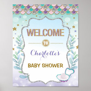 Mermaid Welcome Sign Baby shower Zee Bridal Decor Poster