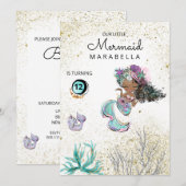 *~* Mermaid Whale Black Hair Invitation d'annivers (Devant / Derrière)