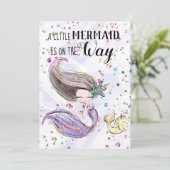 ~ Mermaid Whaleicorn Cute Baby shower Invitation Kaart (Staand voorkant)