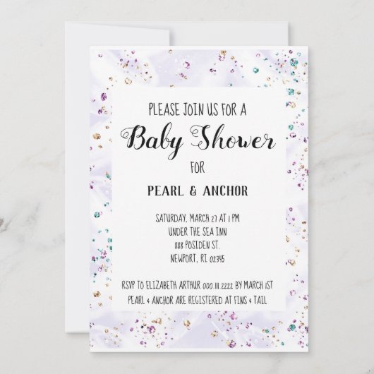 ~ Mermaid Whaleicorn Cute Baby shower Invitation Kaart (Achterkant)