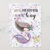 ~ Mermaid Whaleicorn Cute Baby shower Invitation Kaart (Voorkant / Achterkant)