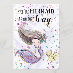 ~ Mermaid Whaleicorn Cute Baby shower Invitation Kaart