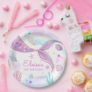 Mermaid Whimsical onder de Zee Birthday Party Papieren Bordje