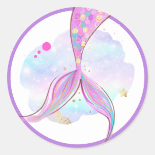 Mermaid Whimsical onder de Zee Birthday Party Ronde Sticker