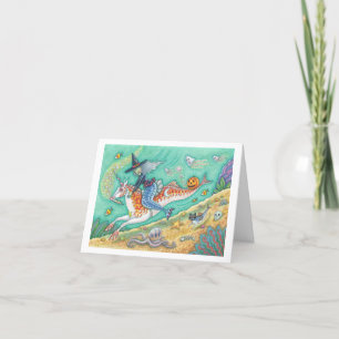 MERMAID WITCH, HALLOWEEN MERHORSE NOTE KAART Blank
