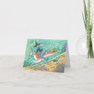 MERMAID WITCH, HALLOWEEN MERHORSE NOTE KAART Blank
