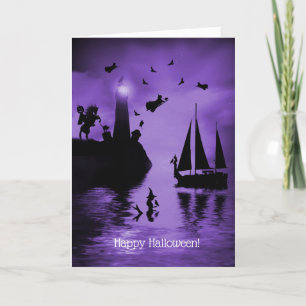 Mermaid Witch Lighthouse Spooks Halloween Kaart