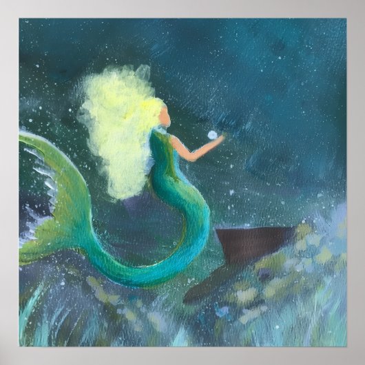 Mermaid with her pearl poster (Voorkant)