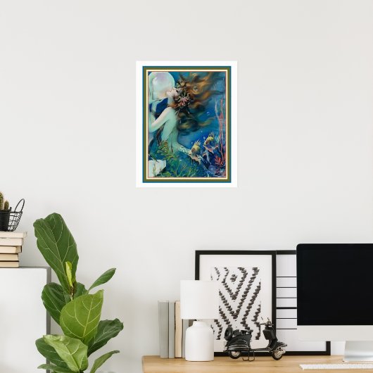 "Mermaid with Pearl" Art Deco van Henry Clive 16x2 Poster (Thuiskantoor)