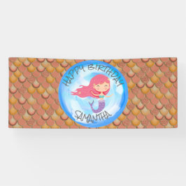 Mermaid Zee Brown Oranje Birthday Banner