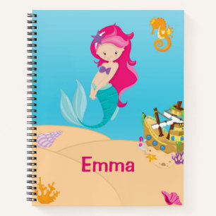 Mermaid Zee Floor Shells Ship Notebook Pink Notitieboek