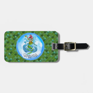Mermaid Zee Green Scales Bagagelabel