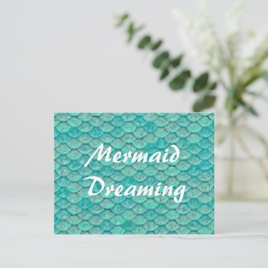 Mermaid Zee Green Scales Briefkaart (Staand voorkant)