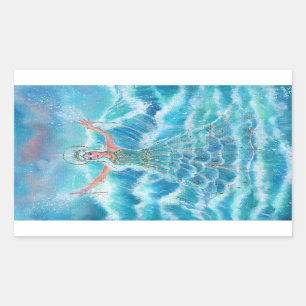 Mermaid zee nymph art van Renee Lavoie Rechthoekige Sticker