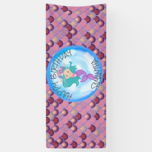 Mermaid Zee Paars Roze Banner (Verticaal)