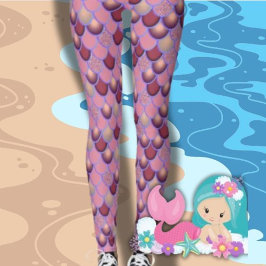 Mermaid Zee Paarse Red Scales Leggings
