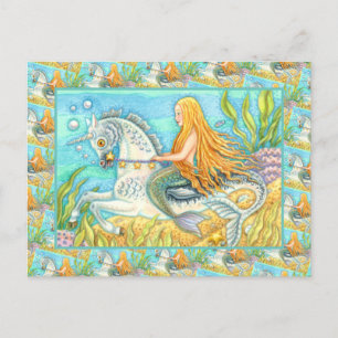 MERMAID & ZEE STALLION, WHIMSICAL FANTASY UNICORN BRIEFKAART