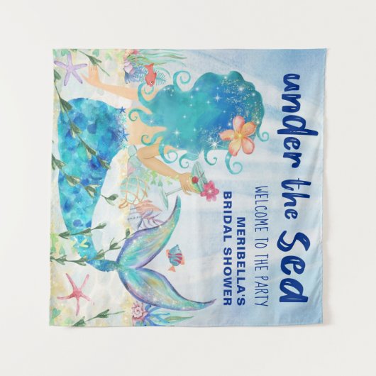 Mermaid Zee Tropical Ocean Photo Backdrop Tapestry Wandkleed (Voorkant (horizontaal))