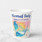 Mermaid Zee | Tropische balkkoeken Papieren Bekers (Achterkant)