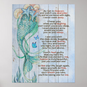 MERMAID ZOALS IK ZIT IN HEAVEN Memorial Gifts Poster