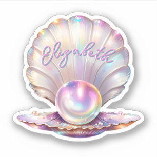 Mermaidcore Pastel Iridescent Pearl Clamshell Sticker