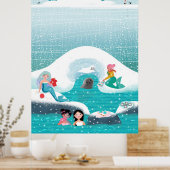 Mermaïden met een picknick met een zegel en een ba poster (Keuken)